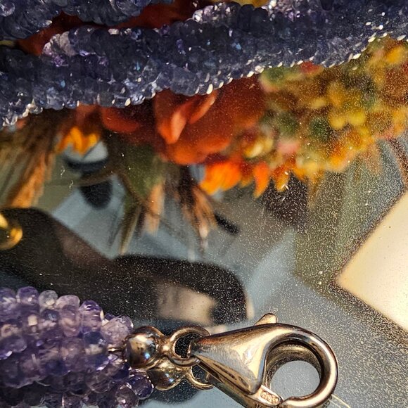 Multi-Strand Beaded Tanzanite Necklace with Sterling Silver Clasp, 18" - Picture 8 of 8